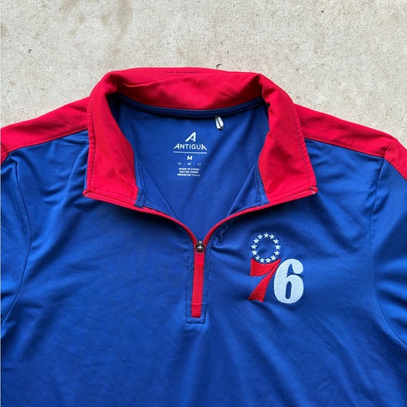 Philadelphia 76ers red + blue quarter zip sweatshirt - Picture 2 of 5